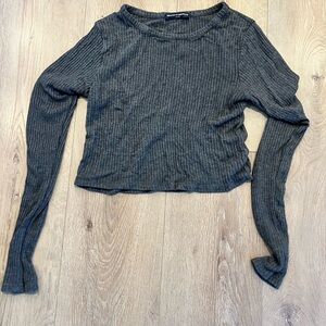 Brandy Melville Charcoal Ribbed Long Sleeve Top